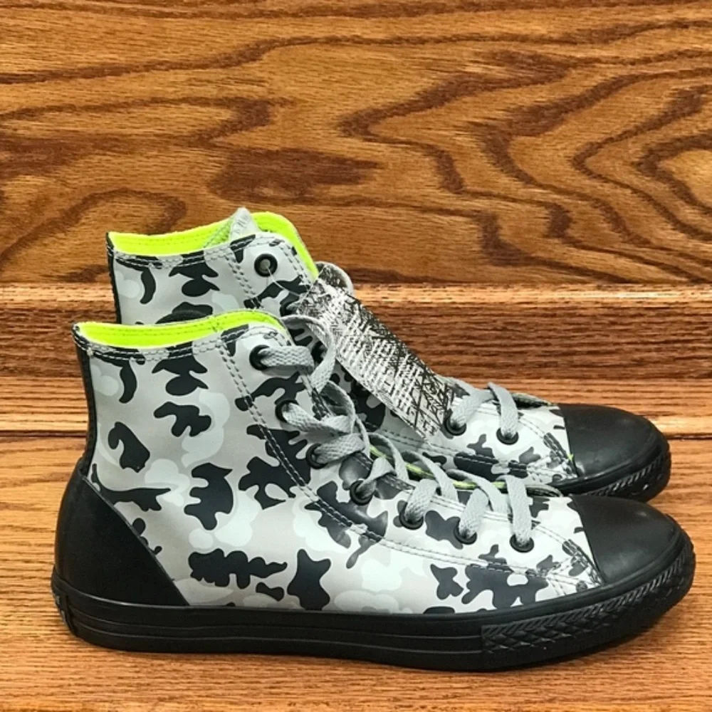 Converse Chuck Taylor All Star Rubber Hi Grey Black Camo Neon Size Junior 5